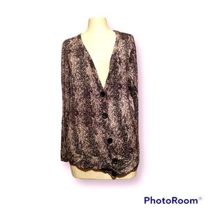 French Laundry women’s 18/20 snakeskin print button front rayon cardigan